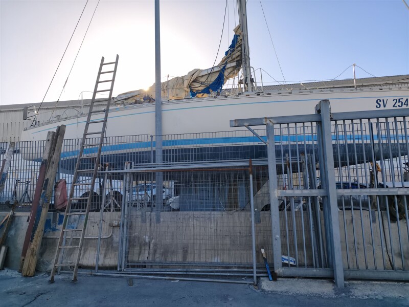 Sailing yacht stored ashore in a secure yard in Sicily – SailorOne
